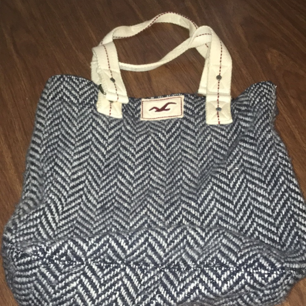Black and white Hollister tote bag